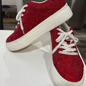 Jessica Simpson Red Glitter Sneakers